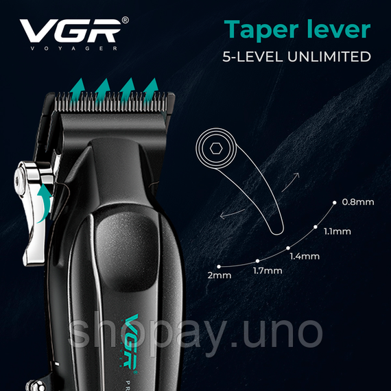 Акумуляторна машинка для стрижки VGR V-662 GREEN, 7000 RPM, 6 насадок, LED дисплей | Зображення 6