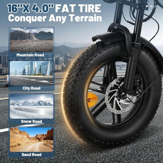 Електровелосипед CRUZZER V8 mini 16" (500W, 36V) — Складаний байк-всюдихід із РК-дисплеєм HC80 та широкими шинами | Зображення 8