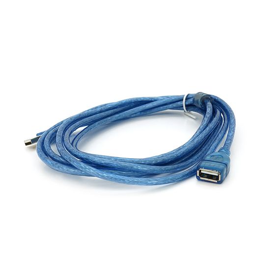 Подовжувач USB 2.0 AM / AF, 3.0m, 1 ферит, прозорий синій Q150 | Зображення 1