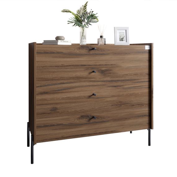 Комод із 4 шухлядами LION Wood із чорними ніжками 100х90х45 см Дуб Ліворно (LION-042979) | Зображення 1