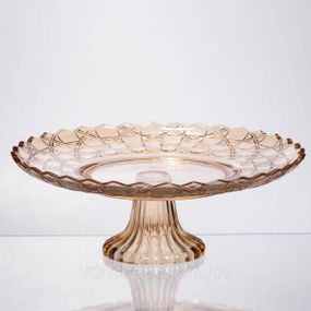 Фруктовница стеклянная на ножке Ø29 (см) круглая ваза конфетница для фруктов Коричневый 64486-20