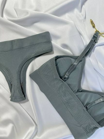 Сірий базовий комплект топ + трусики | Зображення 7