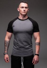 Мужская футболка летняя приталенная двухцветная RA1404 размер S, цвет серый