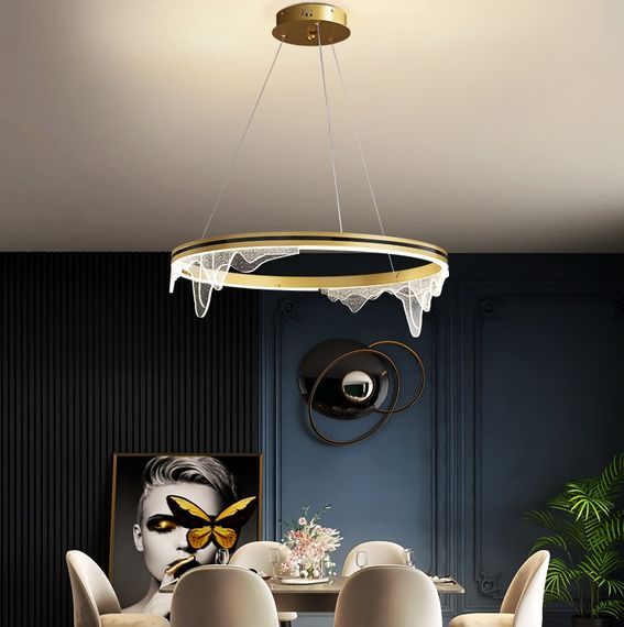 Люстра світлодіодна підвісна LED світильник для квартири на стелю лед 26898 Латунь 35-150х50х50 см.