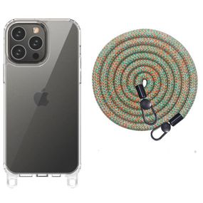 Чехол TPU Transparent with Straps для Apple iPhone 14 Pro Max (6.7") Green / Red