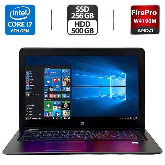 Мобільна робоча станція HP ZBook 15u G3 / 15.6" (1920x1080) IPS / Intel Core i7-6500U (2 (4) ядра по 2.5 - 3.1 GHz) /  16 GB DDR4 / 256 GB SSD + 500 GB HDD / AMD FirePro W4190M, 2 GB GDDR5, 128-bit / WebCam / Windows 10 Pro б/в