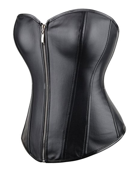 Корсет із застібкою блискавкою Star Night Sexy Leather та шнурівкою, чорний, L | Зображення 3