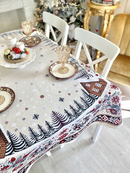 Скатертина гобеленова HUTSUL Limaso, 137х280, Прямокутна, Новорічний, Без люрексу, з мікрофібою, 80% поліестер, 15% бавовна, 5% акрил, Гобелен | Зображення 5
