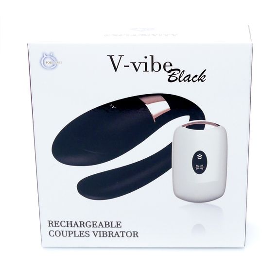 Вибромассажер для пар с пультом ДУ - Boss Series V-Vibe Black USB 7 Function, BS6200003 sexstyle | Зображення 16