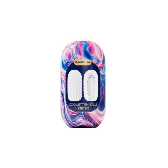 Мастурбатор хай-тек Venus-X Egg VIOLET двусторонний рельеф, белый, фиолетовый, 13.1 х 6.5. см sexstyle