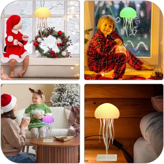 Настольная лампа ночник в виде медузы с движениями, оборотами и цветопередачей RGB | Зображення 4