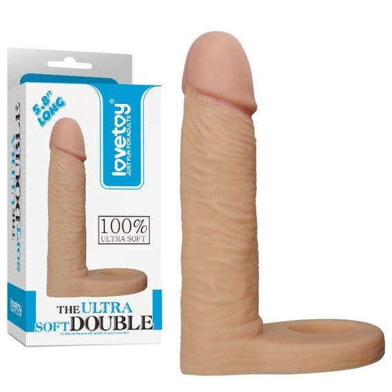 Тілесна насадка для подвійного проникнення The Ultra Soft Double 14 см Sex Aura | Зображення 1