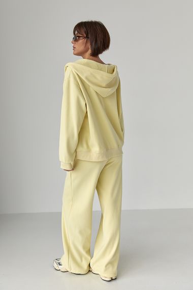 Теплий спортивний костюм із худі з капюшоном та прямими штанами - лимонний цвет, S/M (є розміри) | Зображення 1