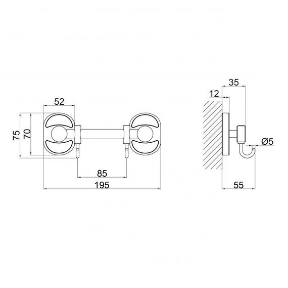 Тримач для рушника Lidz Oreo 0802 2 гачки LDORE0802CRM22173 Chrome | Зображення 1