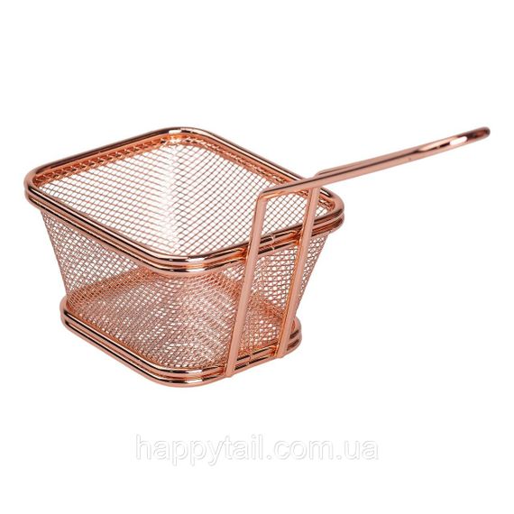 Корзина сервировочная для подачи картофеля фри и снеков 10.5×9x5.5 см Розовое золото HP-19-4-S-R | Зображення 2