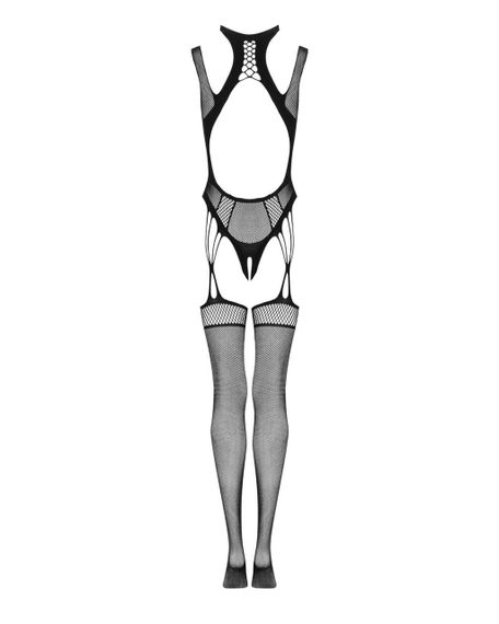 Ажурний бодістокінг з отворами Obsessive Bodystocking G327 black S/M/L, чорний, комбінезон, з доступ | Зображення 5