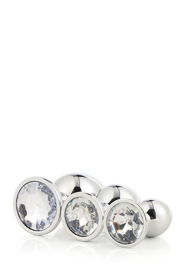 Набір анальних пробок Dream Toys GLEAMING LOVE SILVER PLUG SET, Сріблястий | Зображення 3