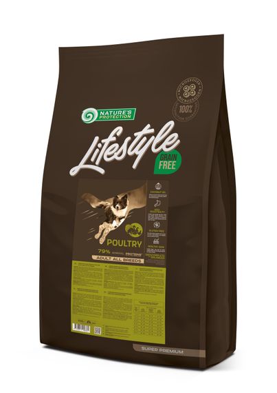 Сухий беззерновий корм з птицею для дорослих собак всіх порід Lifestyle Grain Free Poultry Adult All Breeds 10кг