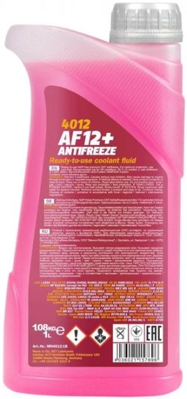 Антифриз Mannol Antifreeze AF12+ -40 °C 1 л червоний red (MN4012-1) | Зображення 1