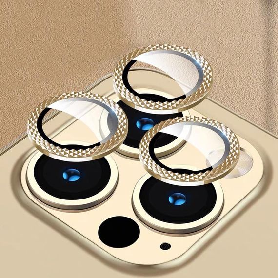 Захисне скло Metal Shine на камеру (в упак.) для Apple iPhone 15 Pro (6.1") / 15 Pro Max (6.7") Золотий / Gold | Зображення 2