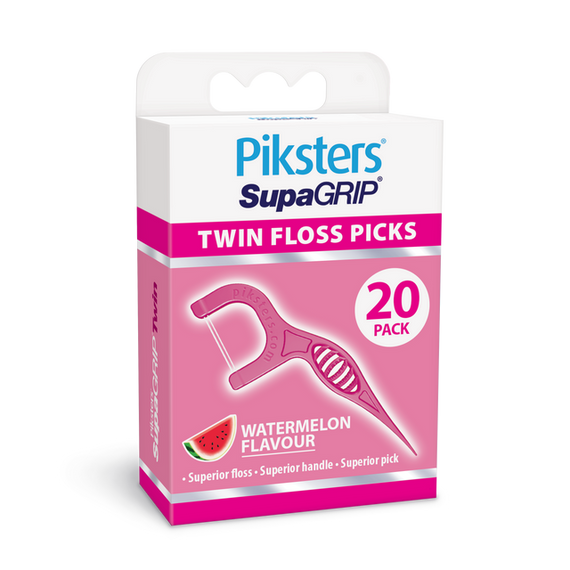 Зубочистка – подвійний флос Piksters SupaGRIP Twin, кавун, 20 шт