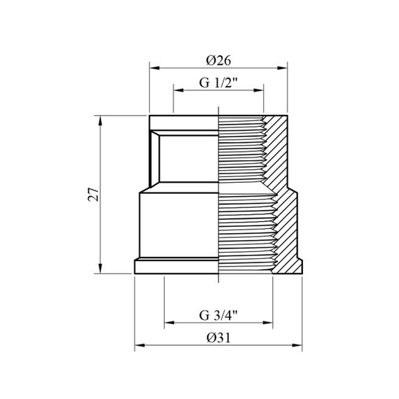 Муфта перехідна STA "Premium" 3/4"х1/2" ВВ нікельована | Зображення 1