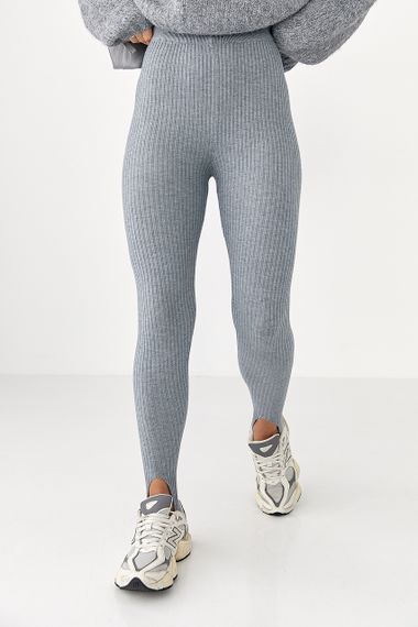 Трикотажні лосини в рубчик зі штрипками - сірий цвет, ONE SIZE (є розміри)