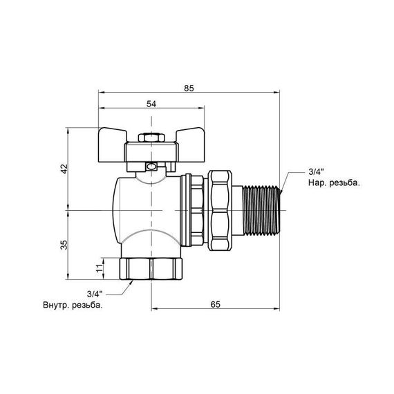 Кран кульовий Icma FAR. ROSSA 3/4" кутовий №361 | Зображення 1