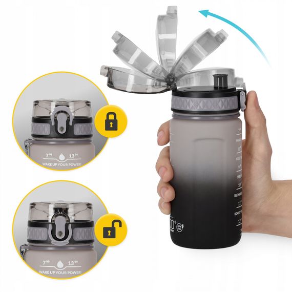 Пляшка для води спортивна 4FIZJO 500 мл 4FJ0627 Grey/Black (P-5905973400725) | Зображення 5