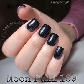 Гель-лак Moon Full №189 чорний з блискітками 8мл