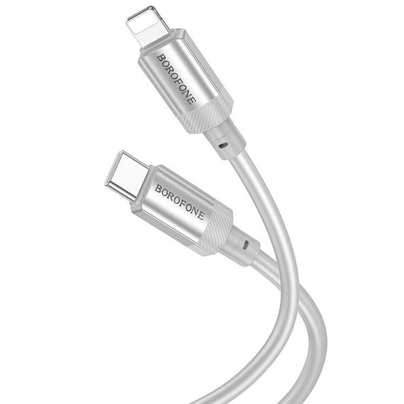 Дата кабель Borofone BX108 Start silicone Type-C to Lightning 27W (1m) Gray | Зображення 1