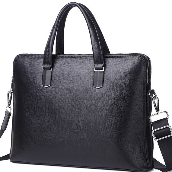 Шкіряна чоловіча ділова сумка-портфель портфель для ноутбука чорний Tiding Bag 64028 | Зображення 5