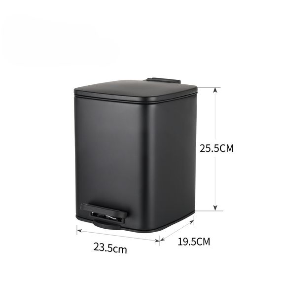 Відро для сміття з плавним закриттям квадратне ZERIX KUBIX-TC0106 BLACK 6 л (колір чорний) (ZX5890) | Зображення 6