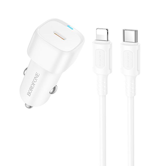 АЗП Borofone BZ34A Cloud PD20W (1USB-C) + кабель Type-C to Lightning White