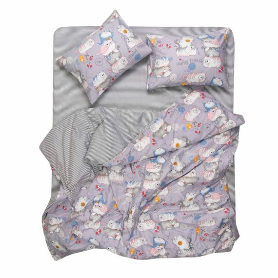 Набір постільної білизни 2,0сп Ardesto Gloria, 200х220см, 100% бавовна, сатин, веселі котики, сірий (ART2022FC) | Зображення 5