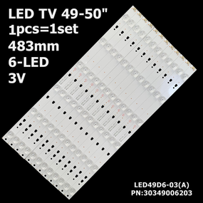 LED підсвітка TV Kivi 49-50" 483mm 6-led 3V LED49D6-03(A) LED50D06-ZC14AG-03 FD4951A-LU 30349006203 1шт.
