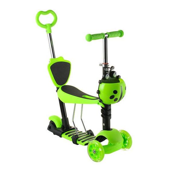 Дитячий самокат триколісний 5в1 з батьківською ручкою Сонечко Зелений