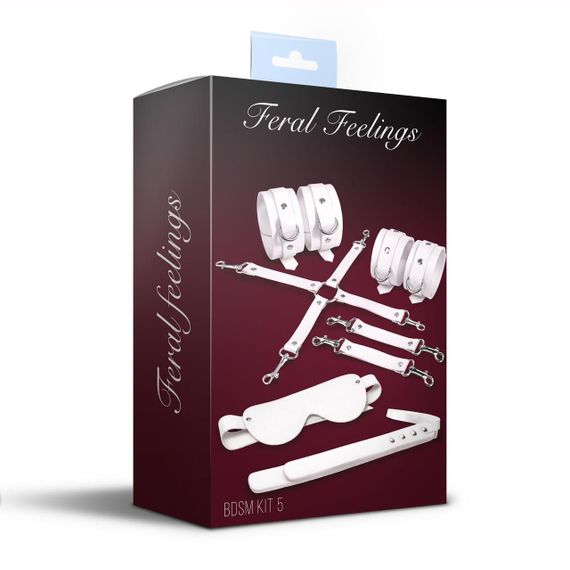 Набір Feral Feelings BDSM Kit 5 White, наручники, поножі, хрестовина, маска, падл Sex Aura | Зображення 1
