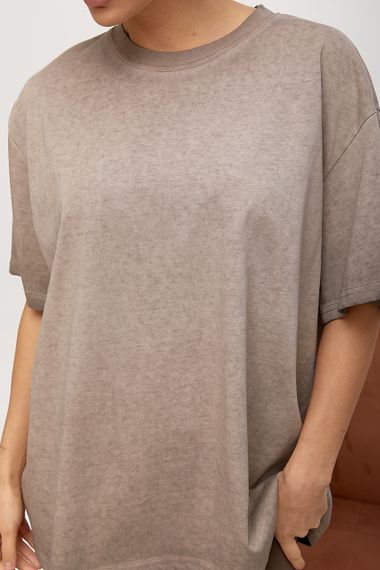 Футболка вільного фасону з ефектом тай-дай - кавовий цвет, ONE SIZE (є розміри) | Зображення 3