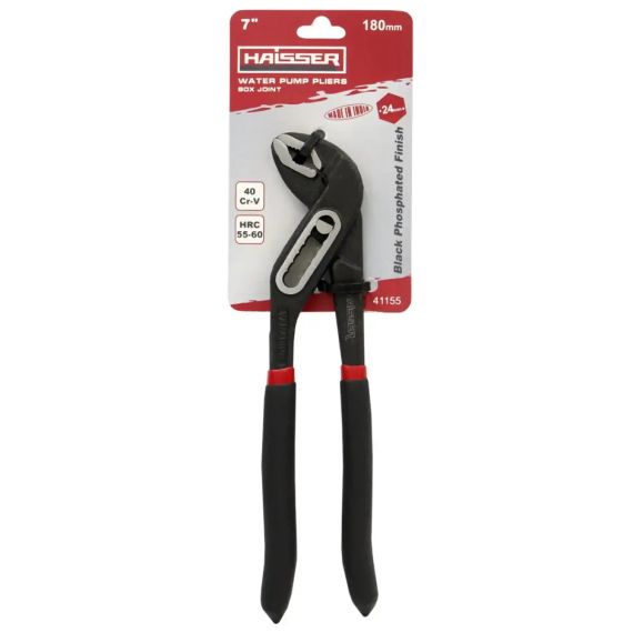 Кліщі переставні 180 мм, фосфатовані, обливні рукоятки HAISSER (41155)