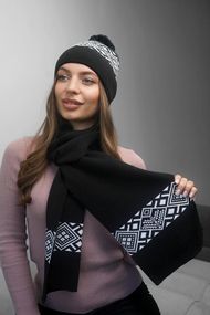 Комплект «Skier» (шапка и шарф) черный + белый