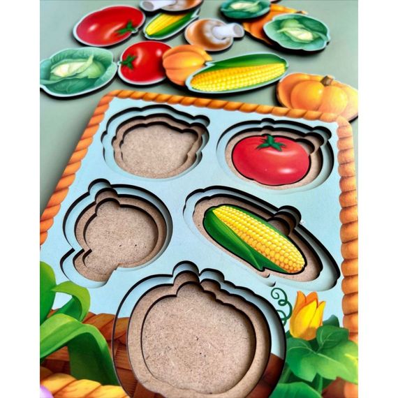 Настільна розвиваюча гра "Кошик з овочами-2" Ubumblebees (ПСФ043) PSF043 сортер-вкладиш | Зображення 2