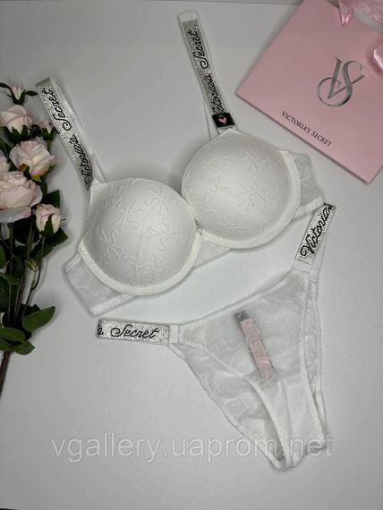 Комплект жіночої спідньої білизни Victoria's Secret зі стразами 85В, Білий | Зображення 1