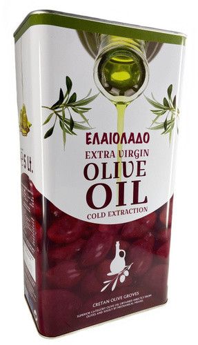 Оливковое масло для жарки греческое рафинированное Elaiolado Extra Virgin, 5л в жестяной банке Италия