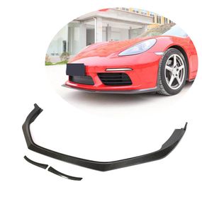 Накладка на передній бампер Lip V2 (2016-2019, карбон) для Porsche Boxster/Cayman 982 (718) 2016- рр