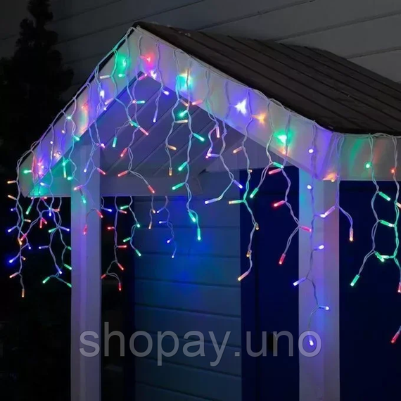 Синій Новорічна святкова гірлянда бахрома 120 Led прозорий провід 3х0.5 м | Зображення 5