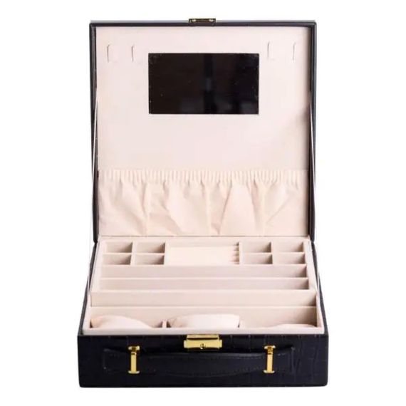 Скринька для прикрас з еко шкіри 2 яруси органайзер для ювелірних виробів HP-5-35B