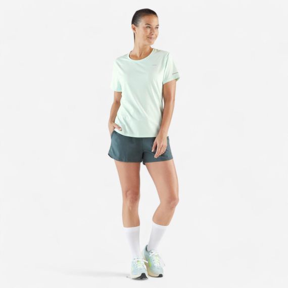Футболка жіноча Run 500 Dry для бігу зелена - XS