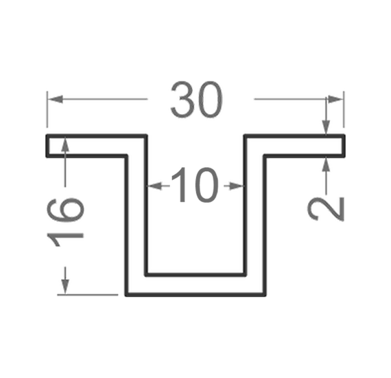 Алюмінієвий профіль швелер 30х16х2 ПАС-675