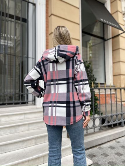 Женская теплая флисовая рубашка в клетку ALI302 цвет розовый, размер 52/54 | Зображення 2